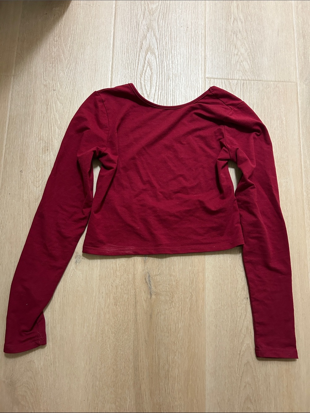 Women’s Long Sleeve backless Crop Top - Red